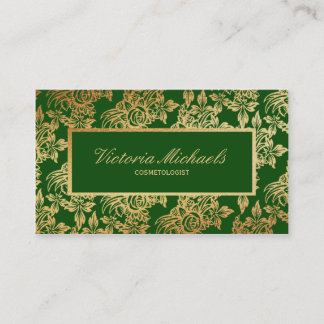 Elegant Emerald and Gold Foil Look Business Card