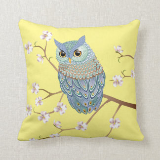 Elegant Emerald Blue Owl Throw Pillow