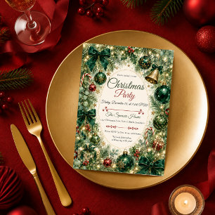 Elegant Emerald Christmas Party Invitation