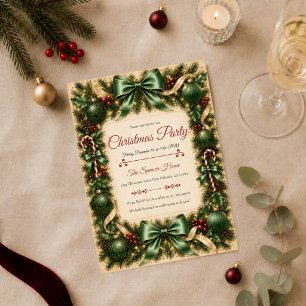 Elegant Emerald Christmas Party Invitation