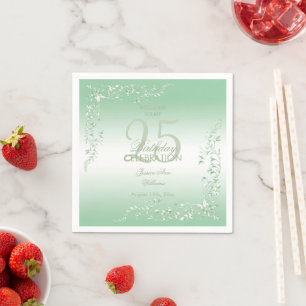 Elegant Emerald Decoration 25th Birthday Napkin