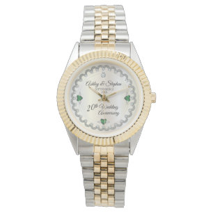 Elegant Emerald Diamonds 20th Wedding Anniversary Watch