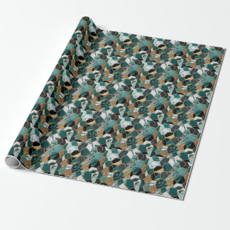 Elegant Emerald, Gold & Black Geometric Marble Wrapping Paper