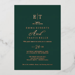 Elegant Emerald & Gold Foil Monogram Wedding 