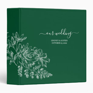 Elegant Emerald Green and White Script Wedding Binder