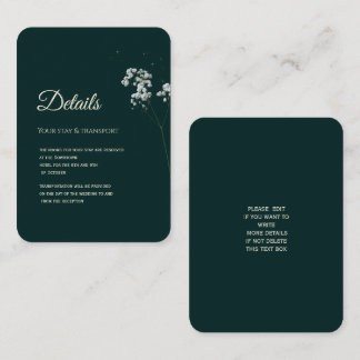 Elegant Emerald Green baby's breath Enclosure Card