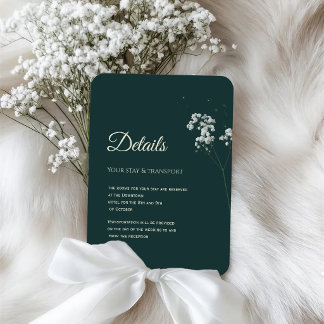 Elegant Emerald Green baby's breath Enclosure Card