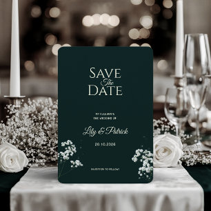 Elegant Emerald Green baby's breath Save The Date