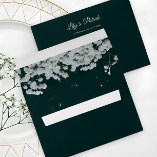 Elegant Emerald Green baby's breath wedding Envelope