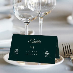 Elegant Emerald Green baby's breath Wedding Place Card