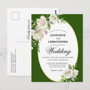 Elegant Emerald Green Boho Floral Wedding  Postcard