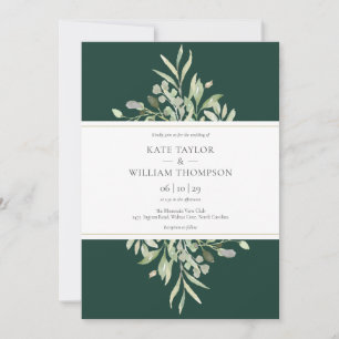 Elegant Emerald Green Botanical Wedding Invitation