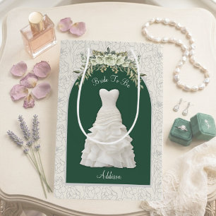 Elegant Emerald Green Bride To Be Medium Gift Bag