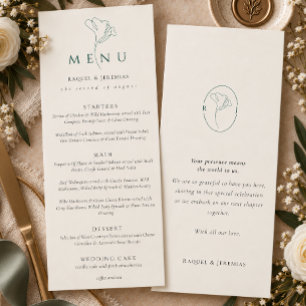 Elegant Emerald Green Double Side Wedding  Menu