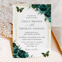 Elegant Emerald Green Floral Butterflies Wedding