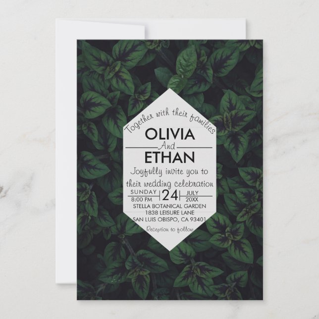 Elegant emerald green floral Wedding Invitation (Front)