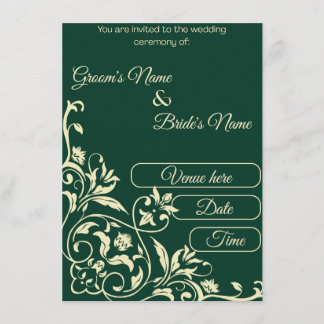 Elegant Emerald Green & Gold Botanical Wedding Invitation
