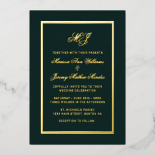 Elegant Emerald Green Gold Calligraphy Wedding