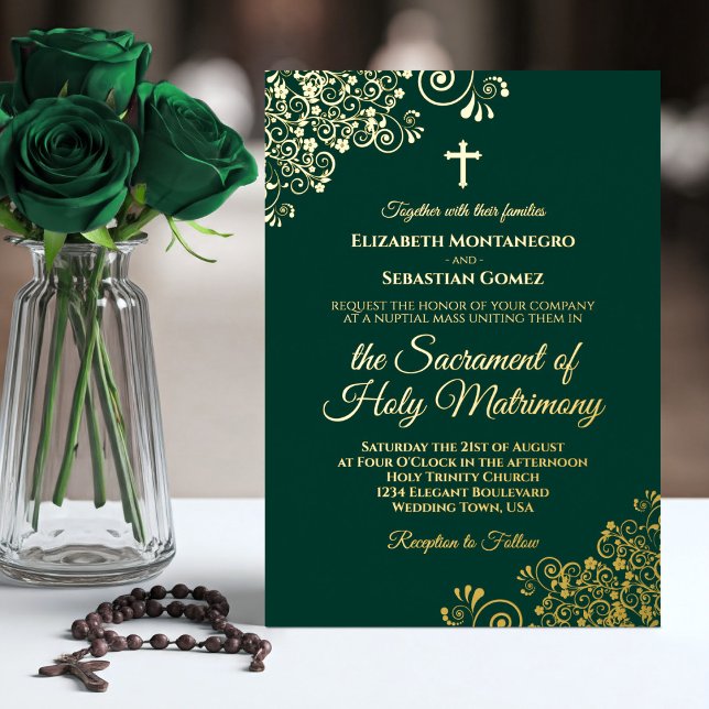 Elegant Emerald Green & Gold Catholic Wedding (Creator Uploaded)