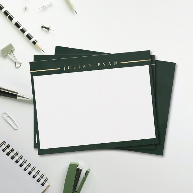 Elegant Emerald Green Gold Detail Professional Card (Elegant Emerald Green Gold Detail Professional Note Card)