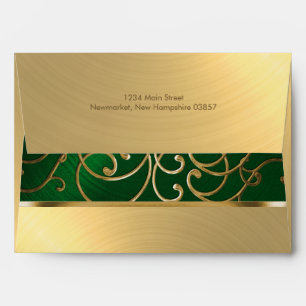 Elegant Emerald Green Gold Filigree Envelopes