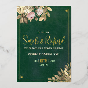 Elegant Emerald Green Gold Foil Wedding