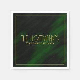 Elegant Emerald Green Gold Frame Family Reunion Napkin