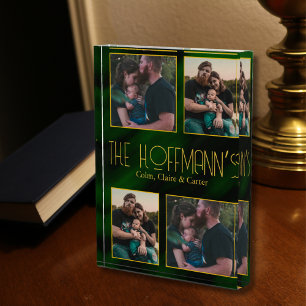 Elegant Emerald Green Gold Frames 4 Photo Block