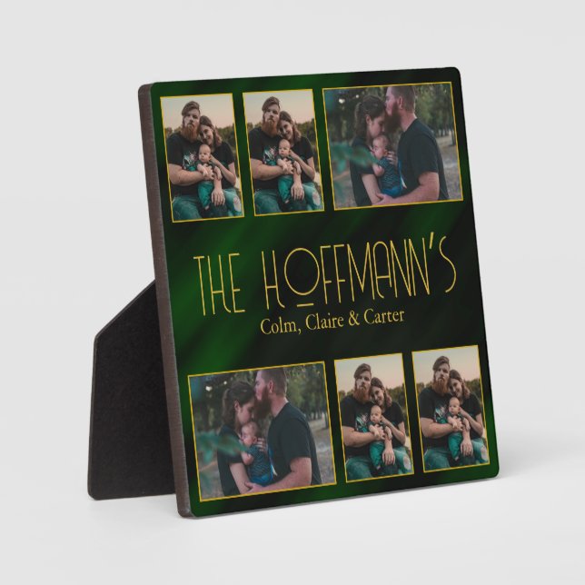 Elegant Emerald Green Gold Frames 6 Family Photo (Front)