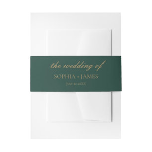 Elegant Emerald Green Gold Minimalist Wedding Invitation Belly Band