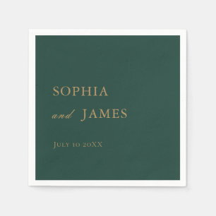 Elegant Emerald Green Gold Minimalist Wedding Napkin