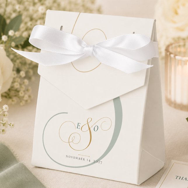 Elegant Emerald Green Gold Monogram Wedding Favor Box (Elegant Emerald Green Gold Monogram Wedding Favor Boxes)