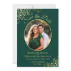 Elegant Emerald Green & Gold Oval Photo Wedding