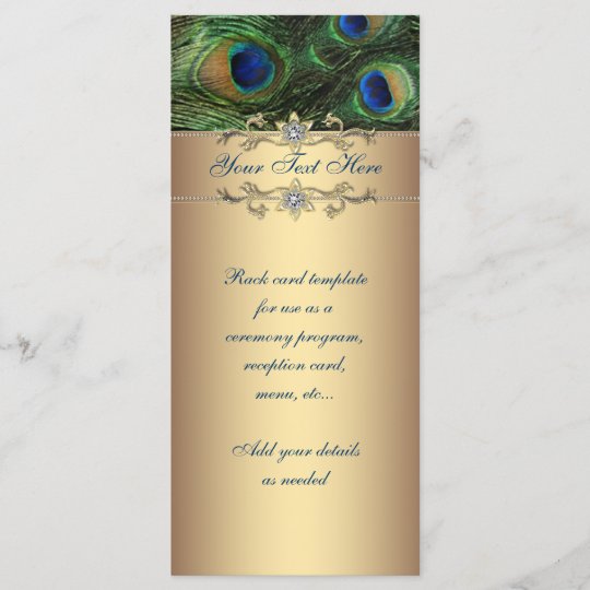 Elegant Emerald Green Gold Peacock Rack Card Zazzle Ca