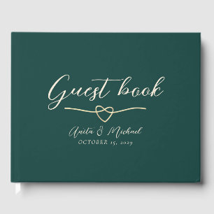 Elegant Emerald Green Gold Wedding  Guest Book