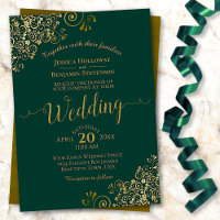 Elegant Emerald Green Golden Frills Wedding