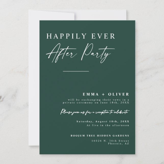 Elegant Emerald Green Happily Ever After QR Code  Invitation (Front)