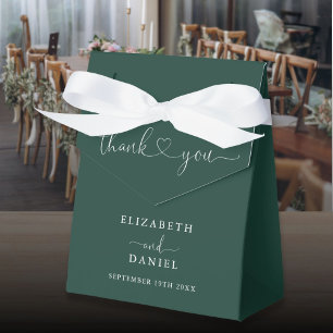 Elegant Emerald Green Heart Script Wedding Favor Box