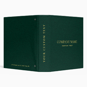 Elegant Emerald Green Leather Look gold corporate Binder
