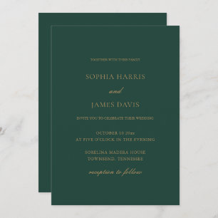 Elegant Emerald Green Minimal Wedding All in One Invitation
