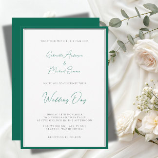 Elegant Emerald Green Minimalist  Invitation