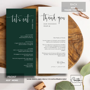 Elegant Emerald Green Modern Let's Eat Dinner Menu