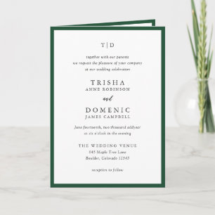 Elegant Emerald Green Monogram Modern Wedding Invitation