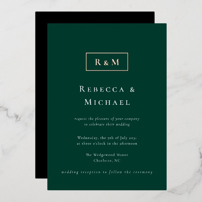 Elegant Emerald Green Monogram Wedding (Front/Back)