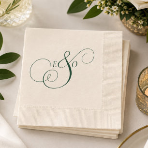 Elegant Emerald Green Monogram Wedding Napkin