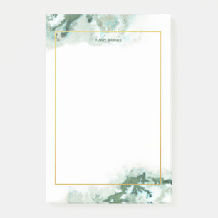 Elegant Emerald Green Ombre Marble Personalized Post-it Notes