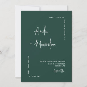 Elegant Emerald Green QR Code Wedding Photo Invitation