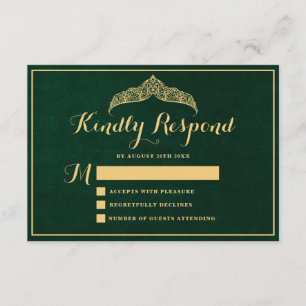 Elegant Emerald Green Quinceañera 15TH Birthday Enclosure Card