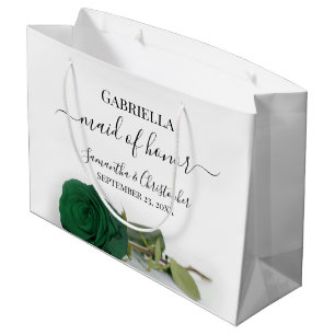 Elegant Emerald Green Rose Maid of Honour Wedding Large Gift Bag