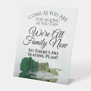 Elegant Emerald Green Rose Open Seating Wedding Pedestal Sign